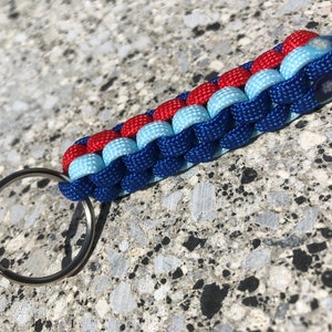 Martini Racing Style Colours Lancia Porsche Williams WRC F1 Paracord Keyring  - Stocking Filler Christmas Gift