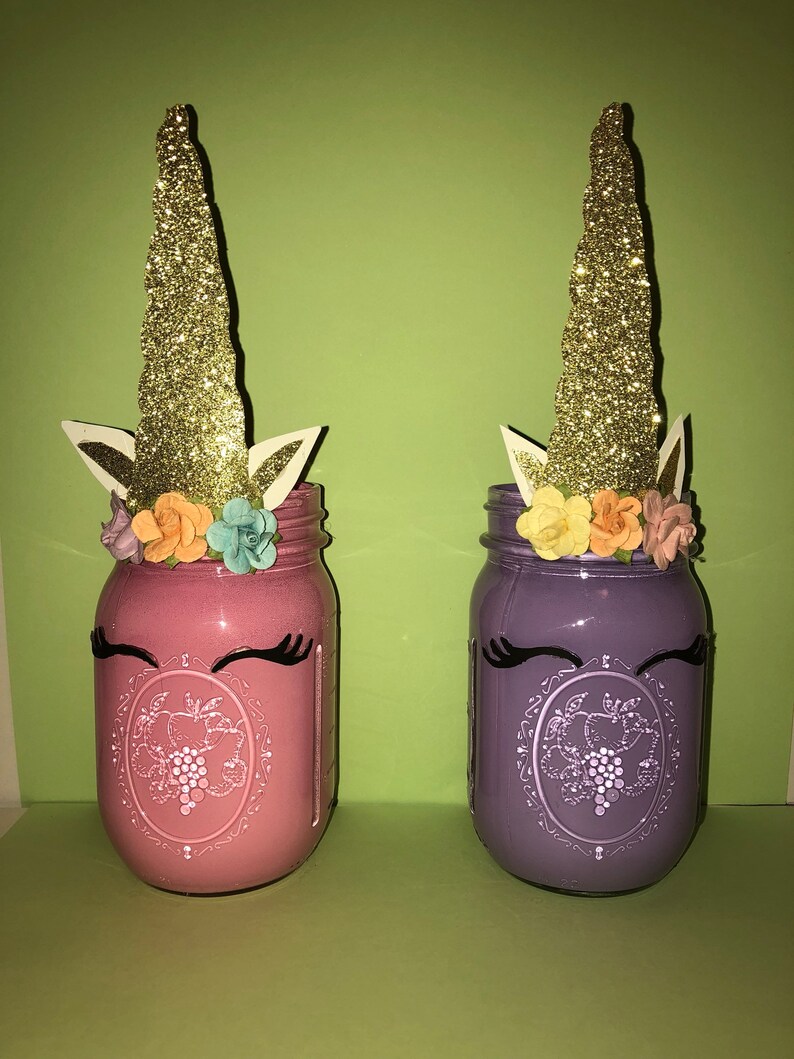 Unicorn themed mason jar centerpieces Etsy