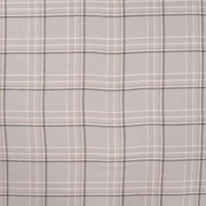 Könnte beinhalten: Ein Nahaufnahme eines grauen und weißen karierten Stoffes. Der Stoff hat einen dezenten Glanz und eine weiche Textur.