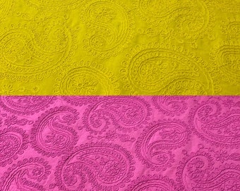 Baumwolle bestickt meterware, gelb oder pink