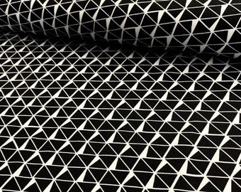 Jersey stoff - 16,00 EUR/m - schwarz/ weiß, geometrisches Muster, Dreiecke