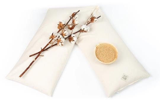Side sleeper pillow, nursing pillow, head pillow, breathable, with natural filling organic millet chaff, 140 x 30 cm, sustainable, OEKO-Tex certified