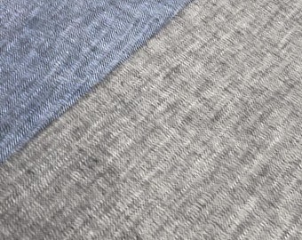 Baumwoll-Leinenstoff, Fischgrat Muster, Grau und Blau