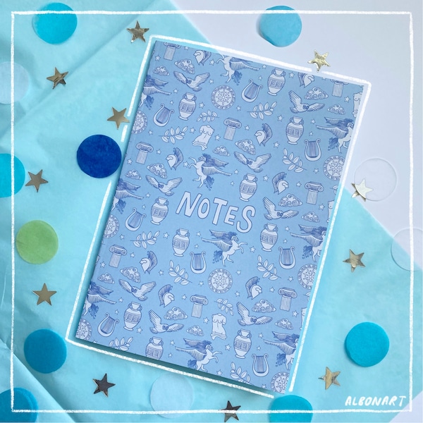 A5 Greek Mythology Notebook | Lined Paper, Recycled Card