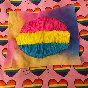 pansexual panromantic pan pride embroidered queer LGBTQIA+ patch!! :)