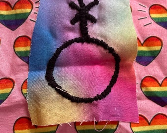 winziger regenbogen stoff non-binary enby symbol bestickter aufnäher! :)