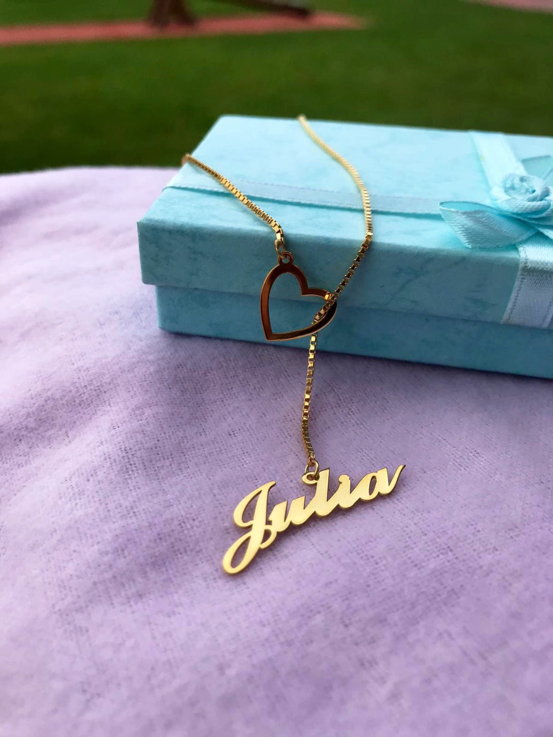 Gold Heart Name Necklace Name Necklace With Heart Etsy