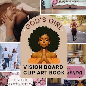 Gottes Mädchen Vision Board Kit - Digital für Goodnotes oder druckbare Affirmationen und Zitate für schwarze Frauen, Manifestation und glaubensbasierte Ziele