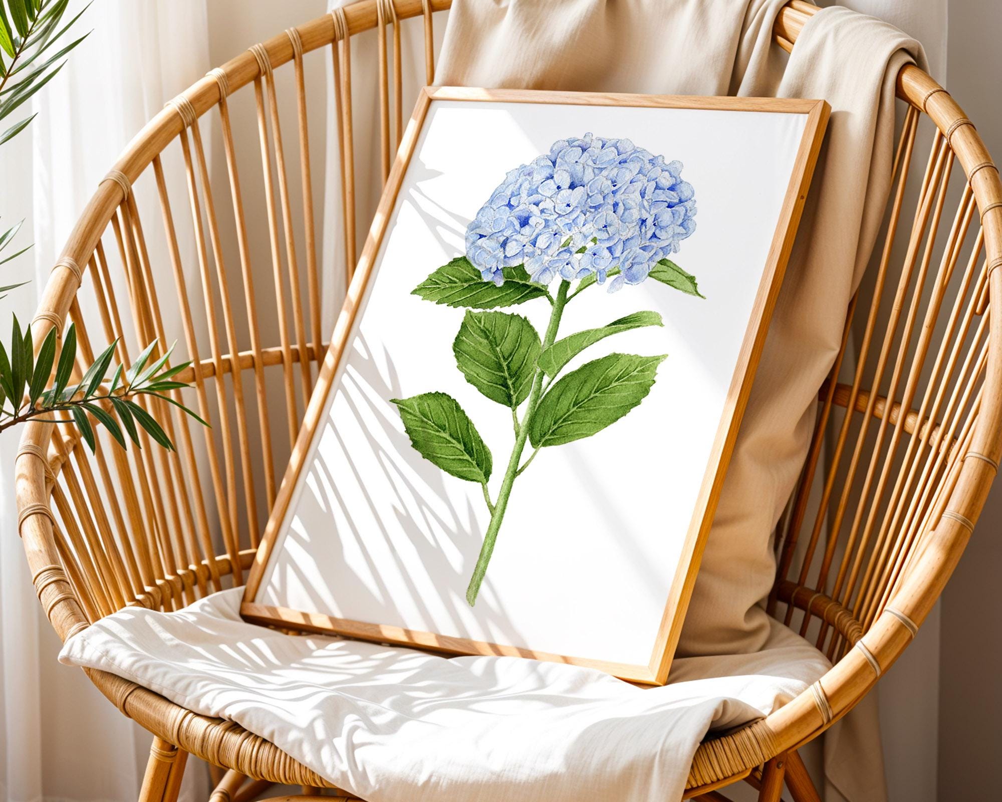 Blue Hydrangea Watercolor Art Print: Botanical Wall Art - Etsy