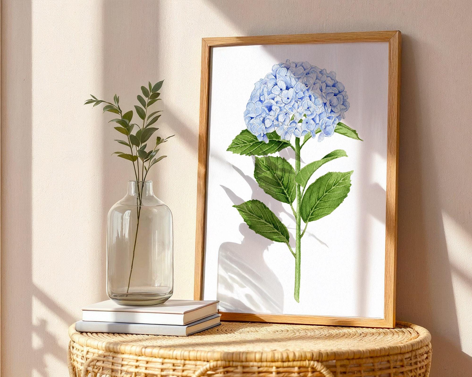 Blue Hydrangea Watercolor Art Print: Botanical Wall Art - Etsy