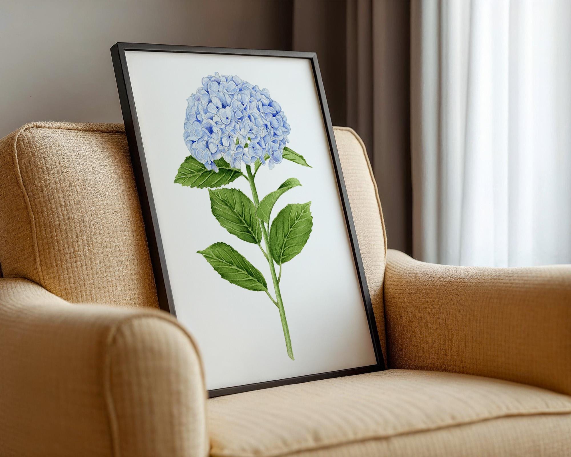 Blue Hydrangea Watercolor Art Print: Botanical Wall Art - Etsy