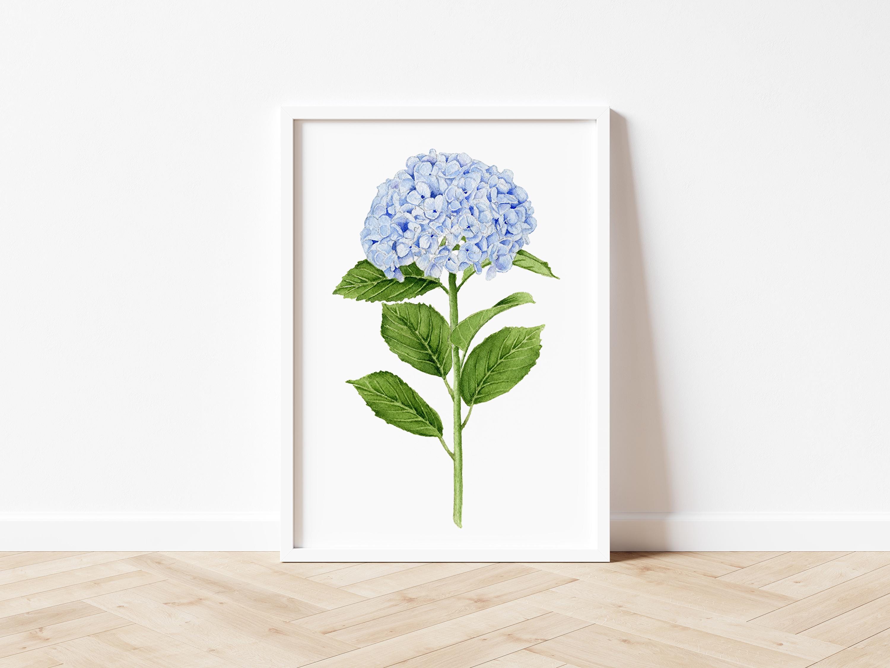 Blue Hydrangea Watercolor Art Print: Botanical Wall Art - Etsy