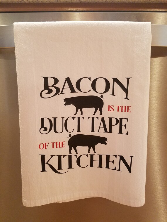 Farm fresh bacon flour sack tea towel