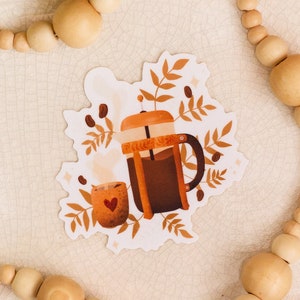 French Press Sticker, Coffee Sticker, Coffee Gifts, Coffee Lover Gifts, Vinyl Sticker, Laptop Sticker, Water Bottle Sticker, Tumbler Sticker