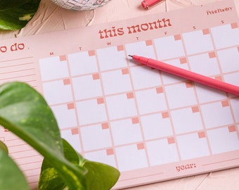 Monthly Calendar Notepad, Monthly Planner, Monthly Calendar, Monthly To-Do List, Daily Agenda, Weekly Agenda, Monthly Goal Planner,