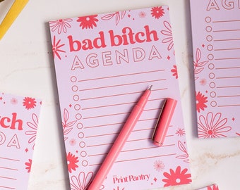 Bad Bitch Agenda Notepad, Daily Agenda, Work Planner, Funny Notepad, Coworker Gift, Gift for Boss, Gift for Her, Daily Planner, To-Do List