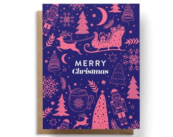 Illustrated Christmas Card, Secret Santa Cards, Christmas Cards for Friends, Christmas Card for Her, Fun Christmas Card, Cute Christmas Card