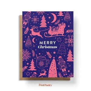 Cartão de Natal ilustrado, Cartões de Papai Noel secretos, Cartões de Natal para amigos, Cartão de Natal para ela, Cartão de Natal divertido, Cartão de Natal fofo