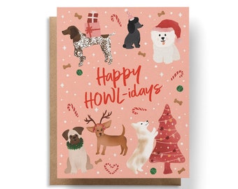 Dog Christmas Card, Happy Howlidays Card, Dog Lover Christmas Gift, Funny Dog Christmas Card, Funny Christmas Card, Funny Holiday Cards