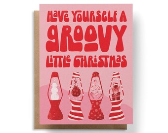 Retro Christmas Cards, Funny Christmas Cards, Groovy Little Christmas Card, Funny Holiday Card, Christmas Cards for Friends, Secret Santa