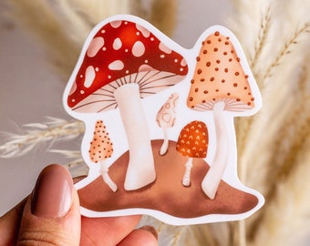 Mushroom Sticker, Forest Stickers, Mushroom Gifts, Plant Gift, Plant Lover Gift, Plant Sticker, Vinyl Sticker, Laptop Sticker,  3" x 3"