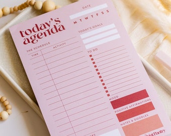 Daily Agenda Notepad, Daily To-Do List, Daily Planner, Work Planner, Gift for Coworker, Gift for Boss, School Planner, Daily Schedule