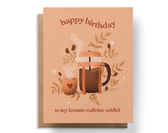 Caffeine Addict Birthday Card, Coffee Birthday Card, Coffee Card, Coffee Lover Card, Coffee Lover Gift, Coffee Birthday Gift, Funny Birthday