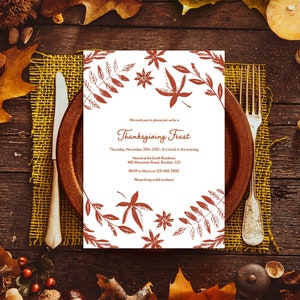 Friendsgiving Invitation Template, Thanksgiving Dinner Invitation, Printable Thanksgiving Invitation, Editable Thanksgiving Invitation