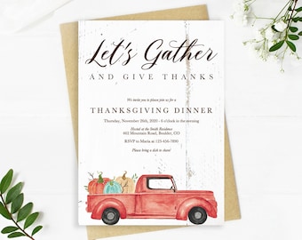 Thanksgiving Invitation Template, Thanksgiving Dinner Invitation, Printable Thanksgiving Invitation, Friendsgiving Invitation Template, 5x7