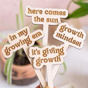 Spring Funny Plant Stakes, Plant Markers, Garden Stakes, Garden Decor, Plant Accessories, Funny Plant Marker, Wooden Plant Stake, Plant Sign