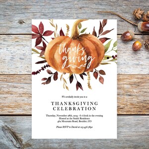 Thanksgiving Invitation Template, Printable Thanksgiving Invitation, Friendsgiving Invitation, Thanksgiving Dinner, Fall Invitation