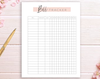 Printable Monthly Bill Tracker, Monthly Bill Tracker, Productivity Planner, Bill Tracker Template, Planner Insert, A4, A5, US Letter