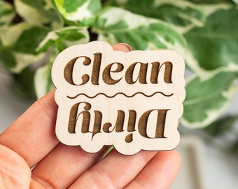 Clean Dirty Dishwasher Magnet, Dirty/Clean Kitchen Magnet, Dishwasher Wooden Magnet, Dishwasher Magnet, Laser Engraved Wood Magnet
