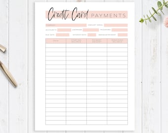 Credit Card Payment Tracker Printable Planner Page Finance - Etsy