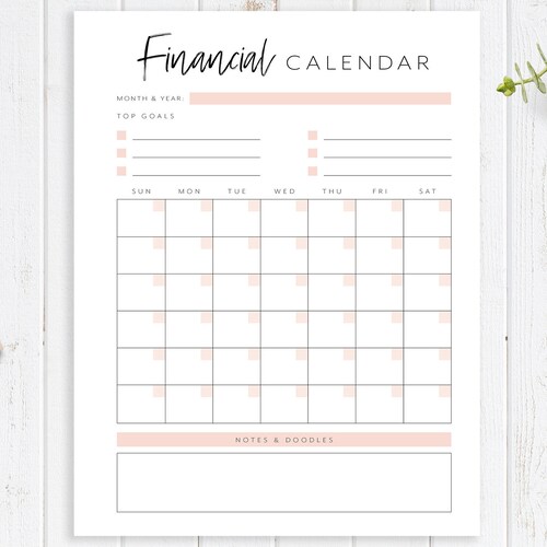 Financial Calendar Printable Planner Page Finance Planner - Etsy