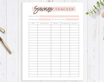 Sparen Tracker Druckbare Planer Seite, Finanzplaner, Geld sparen Planer Seite, Budget Planer, Planer Einlage, A4, A5, USLetter