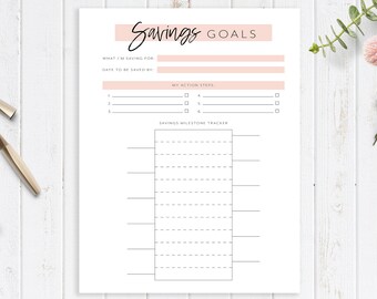 Sparziele Druckbare Planer Seite, Finanzplaner, Geld sparen Tracker Planer Seite, Budget Planer, Planer Einlage, A4, A5, USLetter