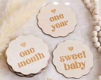 Baby Monthly Milestone Cards, Milestone Marker Set, Baby Month Signs, Wooden Milestone Markers, Milestone Sign, Baby Photo Props, Baby Gift