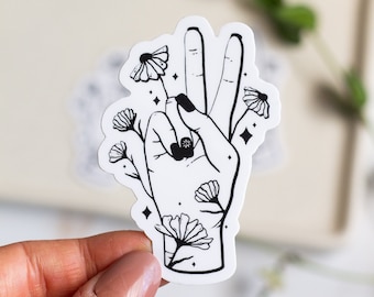 Floral Peace Sign Sticker, Weatherproof Sticker, Vinyl Laptop Sticker, Retro Sticker, Peace Sign Art