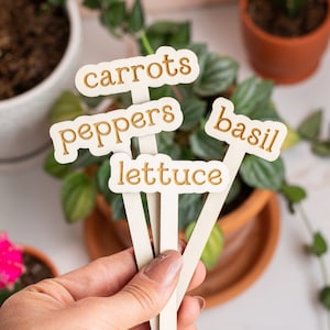 Estacas de madera para plantas, Marcadores de plantas de jardín, Estacas de jardín, Decoración de jardín, Accesorios para plantas, Marcadores de plantas de madera personalizados, Etiquetas de plantas personalizadas