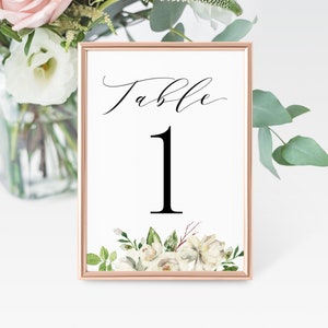 Printable Table Numbers, Wedding Table Numbers, Floral Table Numbers, Table Number Template, Editable Table Number, Instant Download