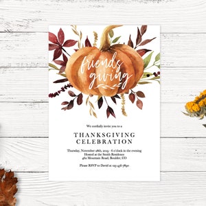 Friendsgiving Invitation Template, Thanksgiving Invitation Template, Printable Thanksgiving Invitation, Thanksgiving Dinner, Fall Invitation