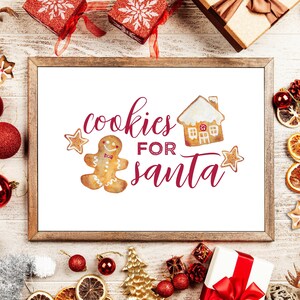 Cookies For Santa Sign, Christmas Cookie Sign, Christmas Decoration, Christmas Printable Wall Art, Cookies for Santa, Christmas Art Print