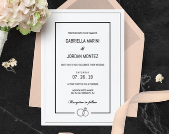 Modern Wedding Invitation Template, Editable Wedding Invitation, Printable Wedding Invitation, Black and White Wedding Invitation