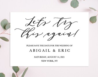 Save the New Date, Change the Date Card, New Wedding Plan Announcement, Wedding Postponement Card Template, Wedding Rescheduled,  5x3.5 Card