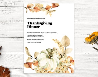 Thanksgiving Invitation Template, Thanksgiving Dinner Invitation, Printable Thanksgiving Invitation, Friendsgiving Invitation Template, 5x7