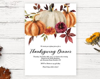Thanksgiving Invitation Template, Thanksgiving Dinner Invitation, Printable Thanksgiving Invitation, Friendsgiving Invitation Template