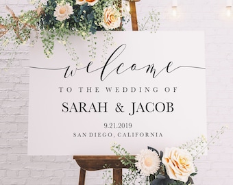 Wedding Welcome Sign Template, Printable Welcome Sign Wedding, Calligraphy Welcome Sign, Welcome to our Wedding Sign Template