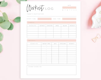 Workout Log Planner Page, Daily Workout Log, Exercise Planner, Exercise Log, Fitness Planner Printable, Planner Insert, A4, A5, USLetter