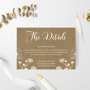Hochzeit Details Kartenvorlage, Details Kartenvorlage, druckbare Hochzeitsinformationskarte, rustikale Hochzeit, Anpassungskarten